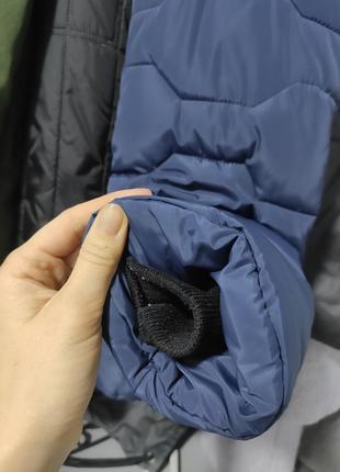 Куртка зимова з капюшоном чоловіча синя пряма з карманами 48 l4 фото
