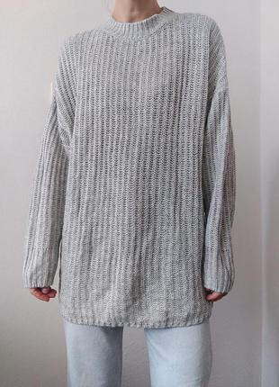 Объемный свитер серый джемпер пуловер в рубчик реглан лонгслив кофта серая шерстяной свитер джемпер шерсть8 фото