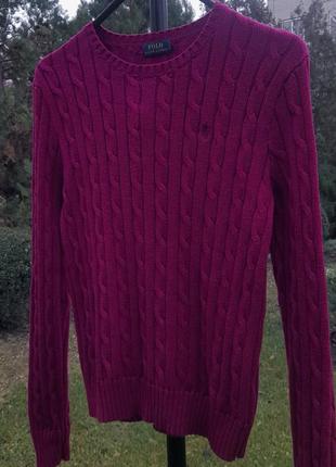 Хлопковый бордовый свитер5 фото