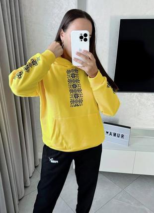 Утепленная кофта на флисе с патриотическим принтом