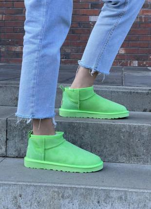 Женские угги угги угги сапоги ботинки ugg classic ultra mini parakeet green