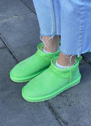 Жіночі уггі угги уги чоботи черевики ботінки ugg classic ultra mini parakeet green7 фото