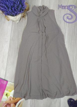 Женское платье без рукавов коричневое в мелкий горох ayhan размер l