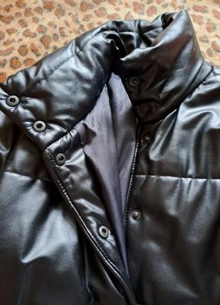 Шикарная обьемная  куртка/ пуховик из эко кожи6 фото