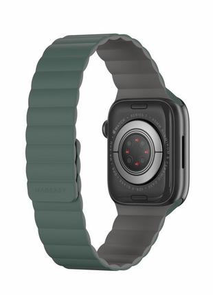 Switcheasy skin silicone magnetic watch band for apple watch 42/44/45/49mm pine green (maw245078pg22)3 фото
