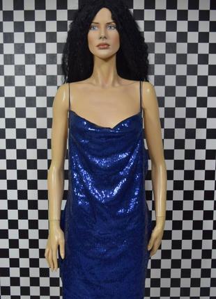 Платье в пайетки синяя вечерняя блестящая платье2 фото