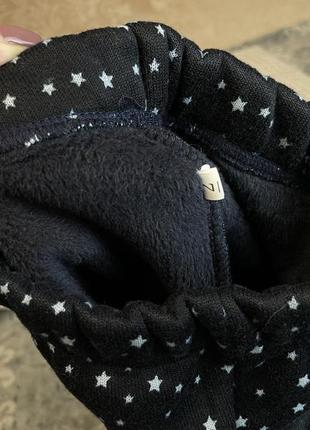 🔥 новые утепленные лосины 18-24 86-92 темно синие звездочки турция теплые брюки штанишки с начесом2 фото