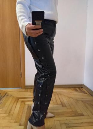 Модные штаны с карманами эко кожа. размер 14-166 фото