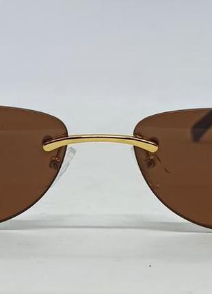 Очки в стиле cartier женские оправа для очков коричневые в золотом металле2 фото