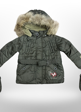 Зимняя куртка с рукавичками для девочки  р. 98