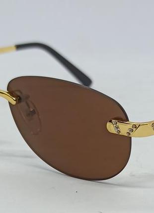 Окуляри в стилі cartier жіночі оправа для окулярів коричневі в золотому металі