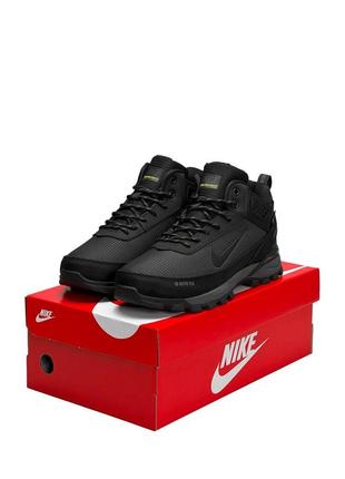 Зимние мужские кроссовки nike rivah gore-tex black gray fur#найк