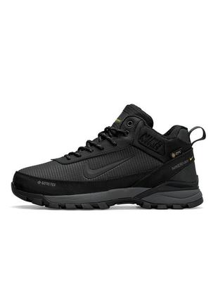 Зимние мужские кроссовки nike rivah gore-tex black gray fur#найк5 фото