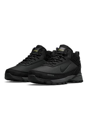 Зимние мужские кроссовки nike rivah gore-tex black gray fur#найк6 фото