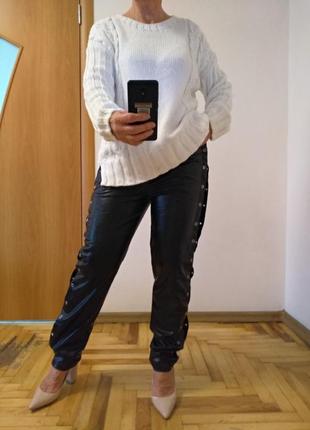 Модные штаны с карманами эко кожа. размер 14-1610 фото