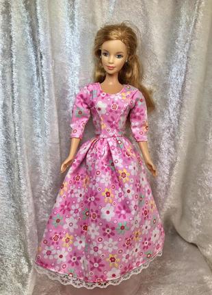 Одежда для кукол барби, розовое платье1 фото