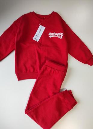 Костюм теплый утепленный зима осень красный штаны кофта свитшот george 3 4 года2 фото