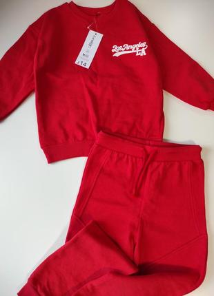 Костюм теплый утепленный зима осень красный штаны кофта свитшот george 3 4 года3 фото