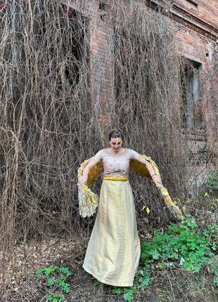 Костюм ангела с золотыми крыльями, фея, фэнтези, косплей, женский взрослый мерцающий феникс