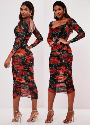 Розпродаж плаття міді missguided asos с принтом розы8 фото