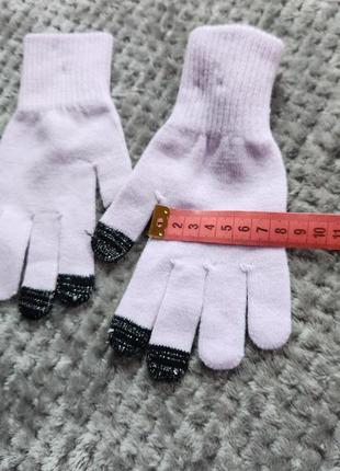 Трикотажні лілові рукавички5 фото