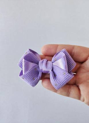Сиреневые, вельветовые бантики для волос, ручной работы.