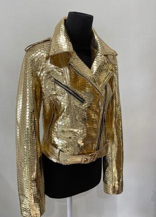 Куртка из натуральной кожи королевского потона цвет золото3 фото