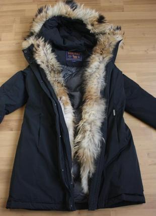 Зимова парка woolrich пух хутро єнот розмір s