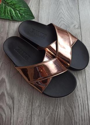 Шльопанці pink victoria's secret слайди сандалі rose gold