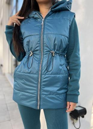 Спортивный костюм на флисе тройка с жилеткой на синтепоне8 фото