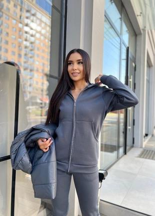 Спортивный костюм на флисе тройка с жилеткой на синтепоне6 фото