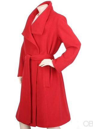 Червоне червоне пальто з вовною з поясом універсальний розмір5 фото