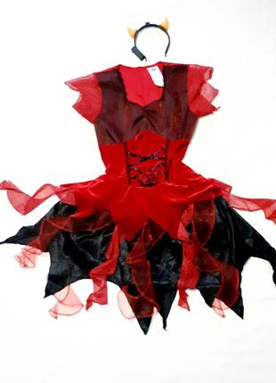 Чортиха сукня сексуальна червона з корсетом коротка для ролевих ігор   р s m