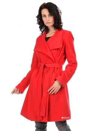 Червоне червоне пальто з вовною з поясом універсальний розмір10 фото