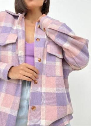 Жіноча куртка тепла сорочка 36/9/ мр 04 в клітинку кашемір  (42-44,46-48 розмір )3 фото