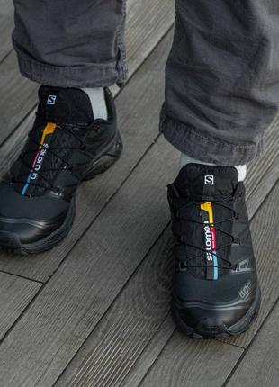 Новинка зимние мужские кроссовки salomon xt-6 adv all black7 фото