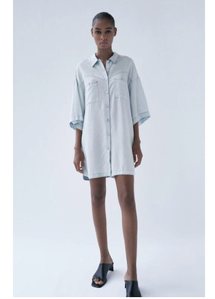 Модне літнє плаття сорочка оверсайз, з кишенями, від zara. м
