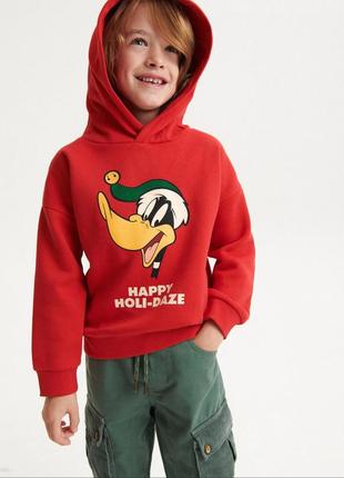 Новогодний красный худи looney tunes
