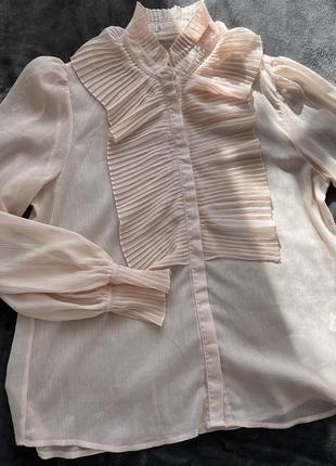 Шикарная блуза блузка с воланами бруза из жабо легкая рубашка шифоновая брусья с пышными рукавами3 фото