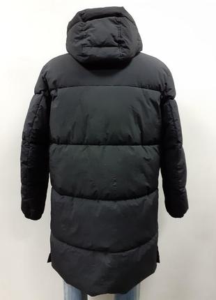 Zara довга куртка, стьобана, тепла, чорна, довге пальто10 фото