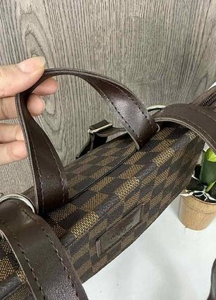 Женский рюкзачок рюкзак модный стильный коричневый портфель в клетку2 фото