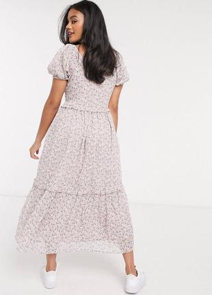 Платье миди с ярусной юбкой и цветочным принтом y.a.s3 фото