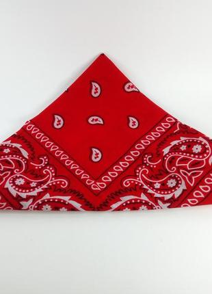 Классический бандана повязка на голову шею платок банданы женские мужские хлопок красная3 фото