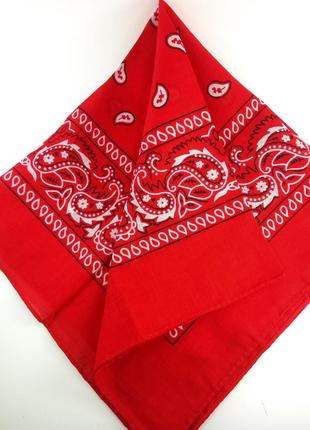 Классический бандана повязка на голову шею платок банданы женские мужские хлопок красная2 фото