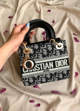 Жіноча сумка christian dior lady black/beige mini3 фото