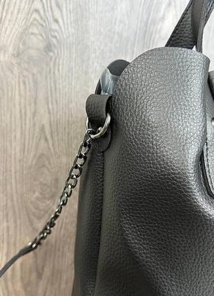 Жіноча сумка на плече еко шкіра люкс якість. модна сумочка для жінок класична чорна3 фото