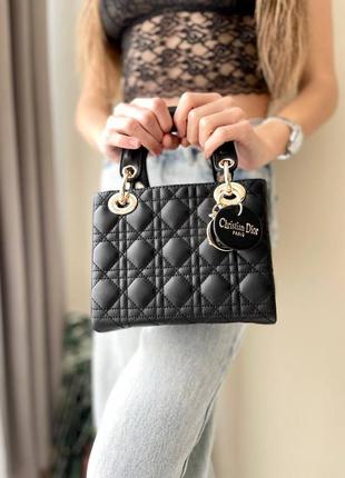 Женская сумка christian dior lady black mini5 фото