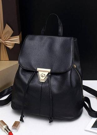 Жіночий міні рюкзак чорний маленький портфель рюкзачок