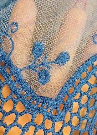 Новая воздушная пляжная туника/пляжное платье в сеточку, кружево в синем, размер с-хл7 фото