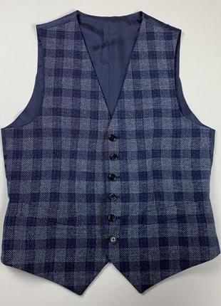 Paoloni checked wool/linen classic vest класичний жилет італія